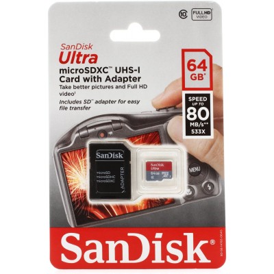 Карта памяти microsd sandisk ultra 64gb